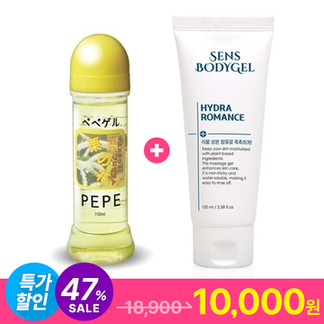 만냥코너 마사지젤 세트 - 페페젤 밤꽃노랑 150ml + 센스바디젤 하이드라 로맨스 100ml